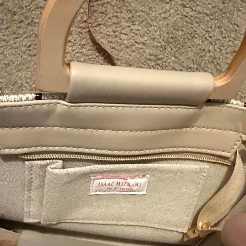 Isaac Mizrahi Black and Cream Striped Tote